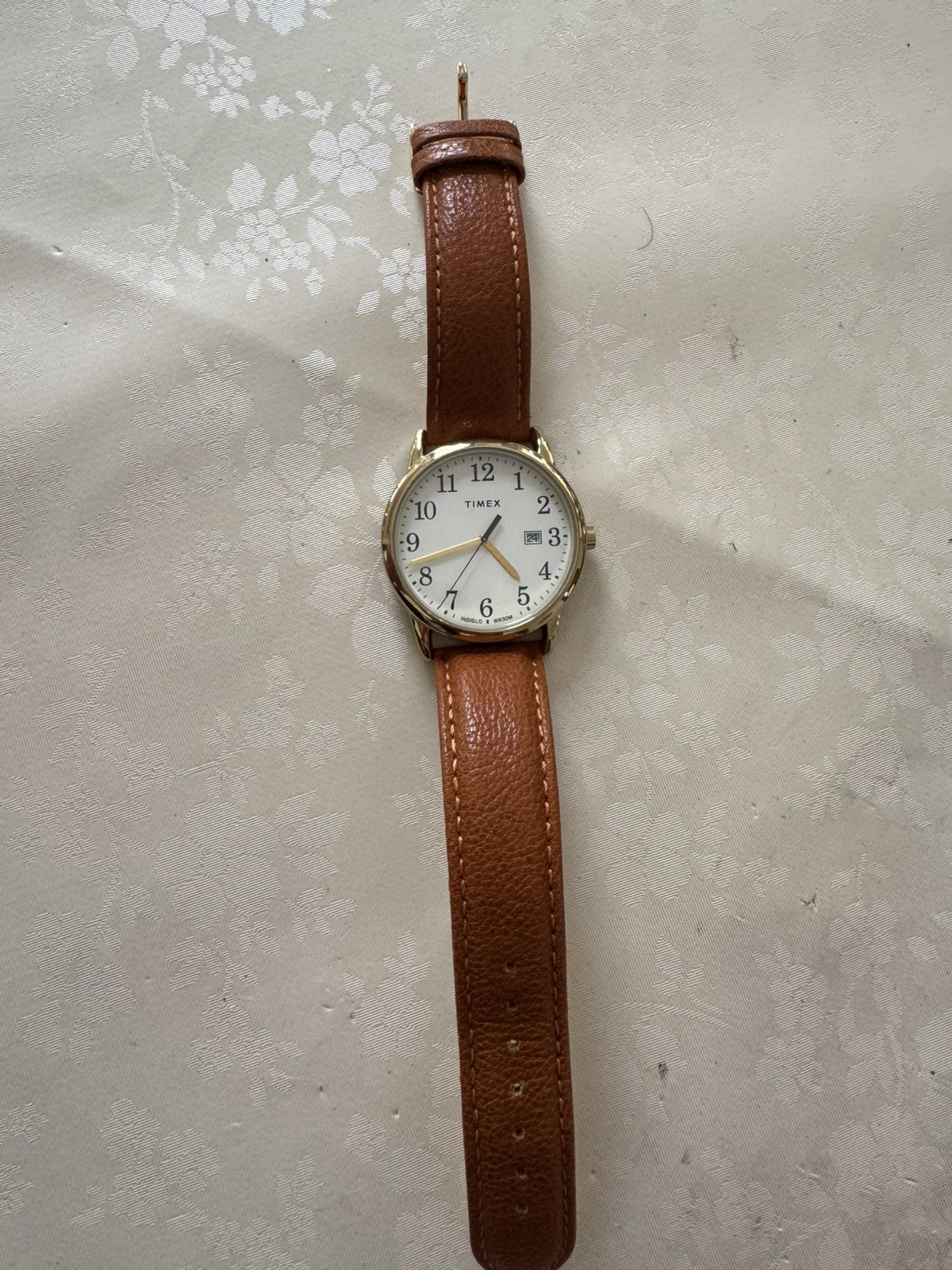 Timex TW2R62700, mens Easy Reader, Brown Leather Watch, Indiglo, Date, NEW