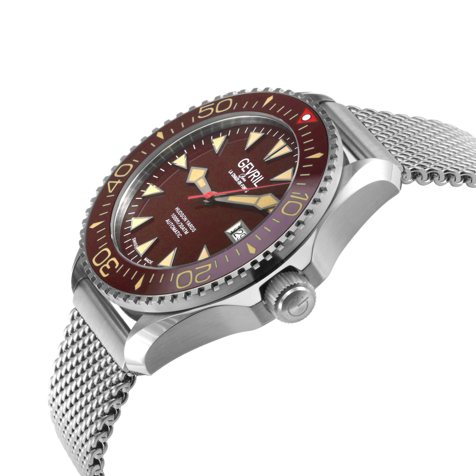 Hudson Yards Swiss Automatic SW200 – Date display Diver watch, Brown Ceramic bez
