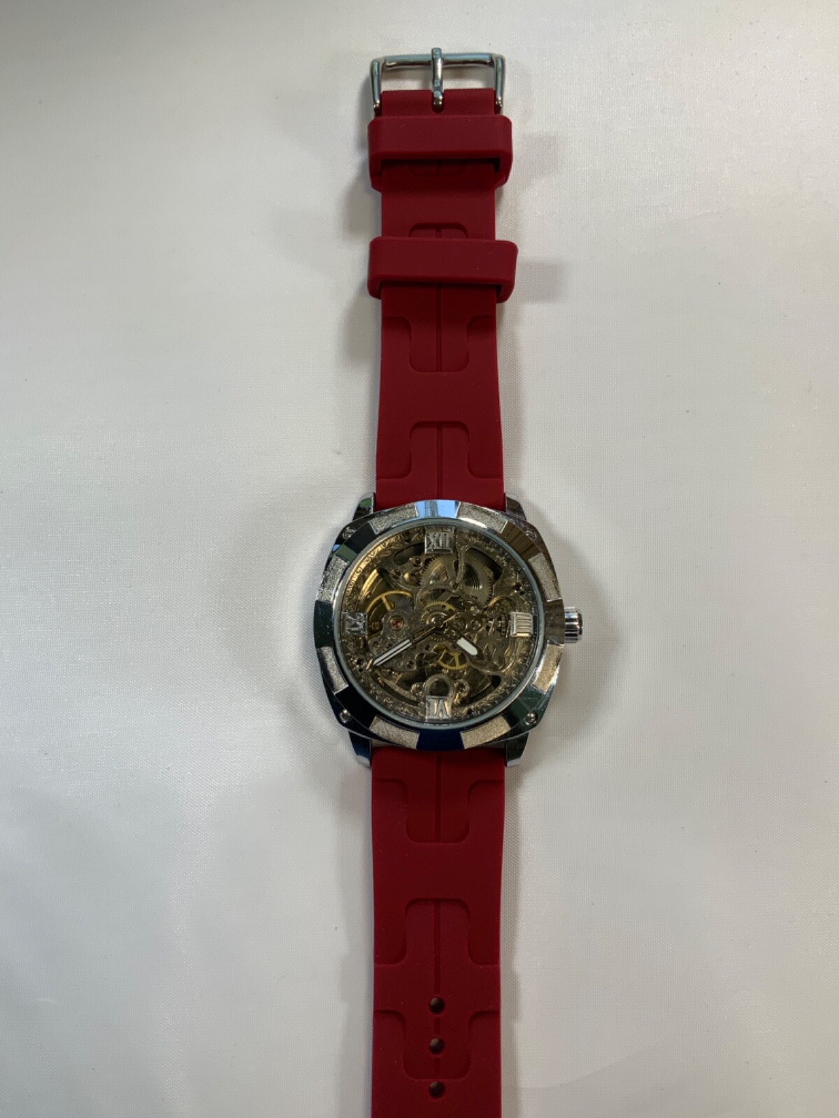 Forsining mens automatic skeleton style watch with band style and color options