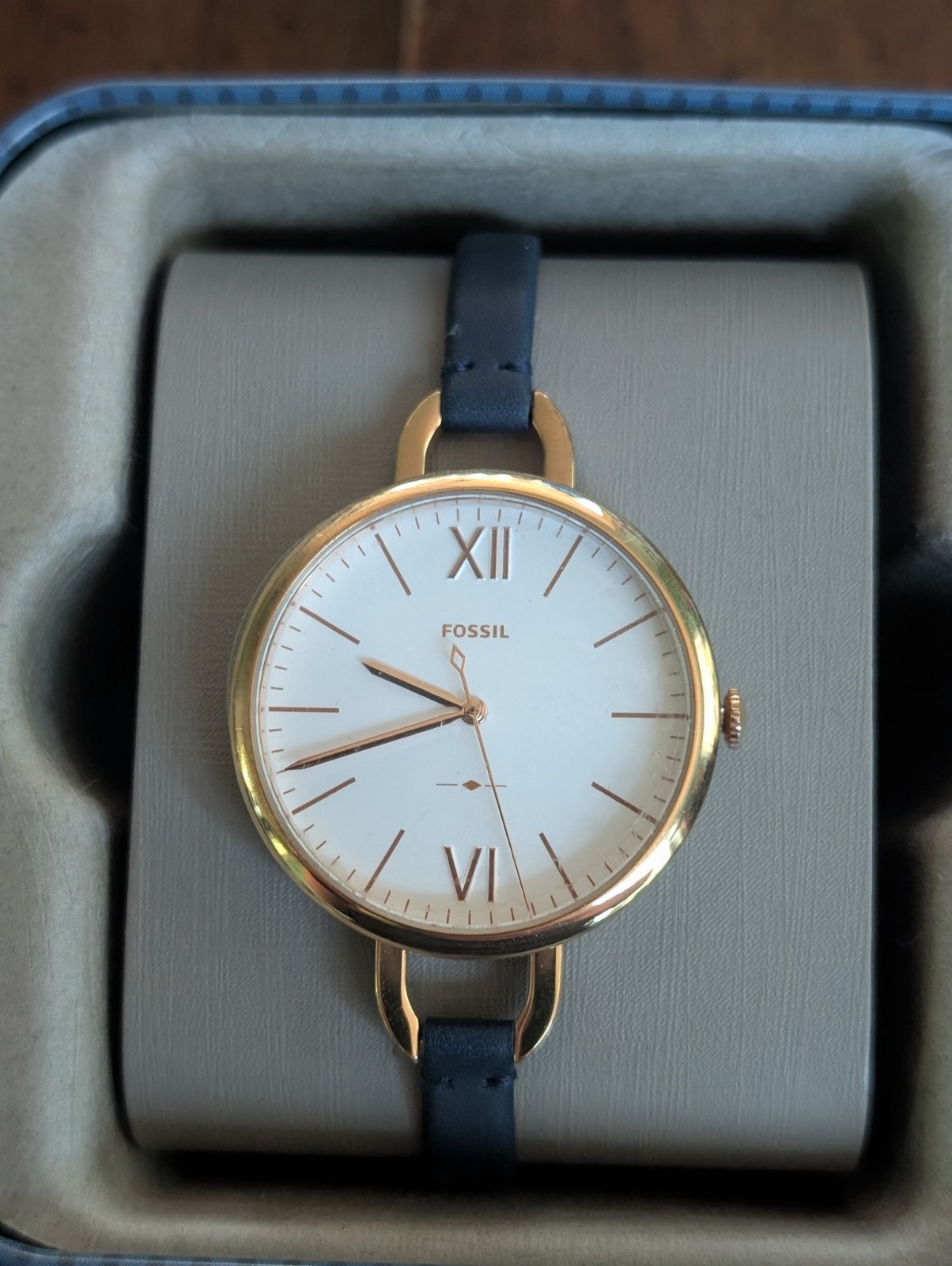 Fossil ES4355 Annette Blue Leather Rose Gold