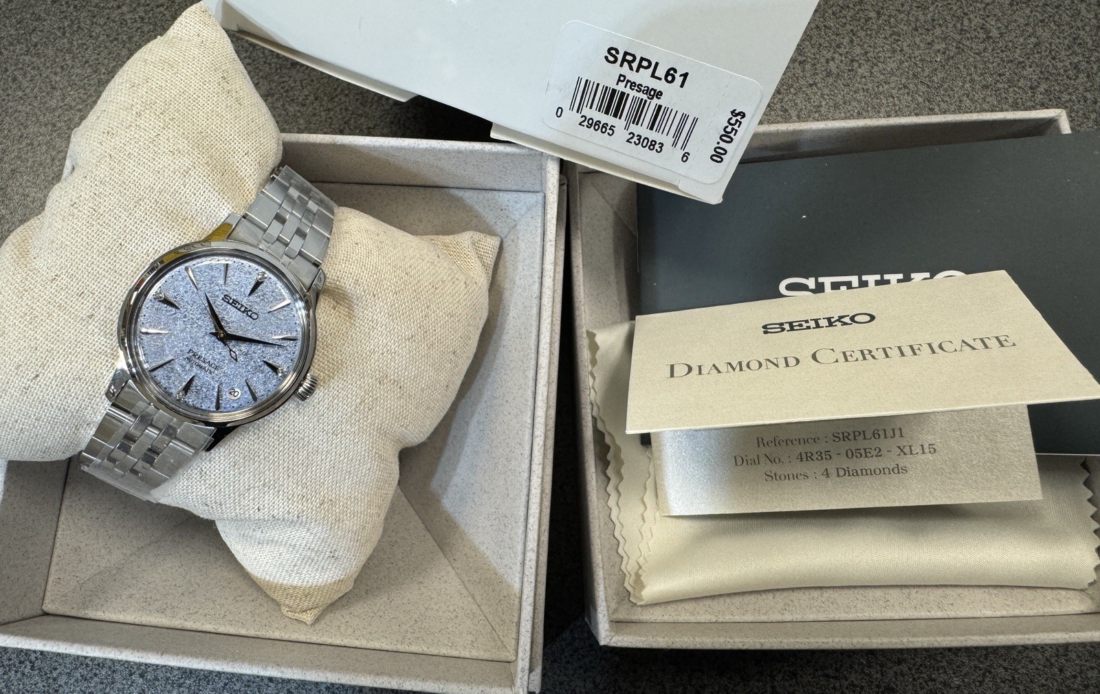 Seiko Presage Cocktail Time Automatic Blue Dial Diamonds Women’s Watch SRPL61