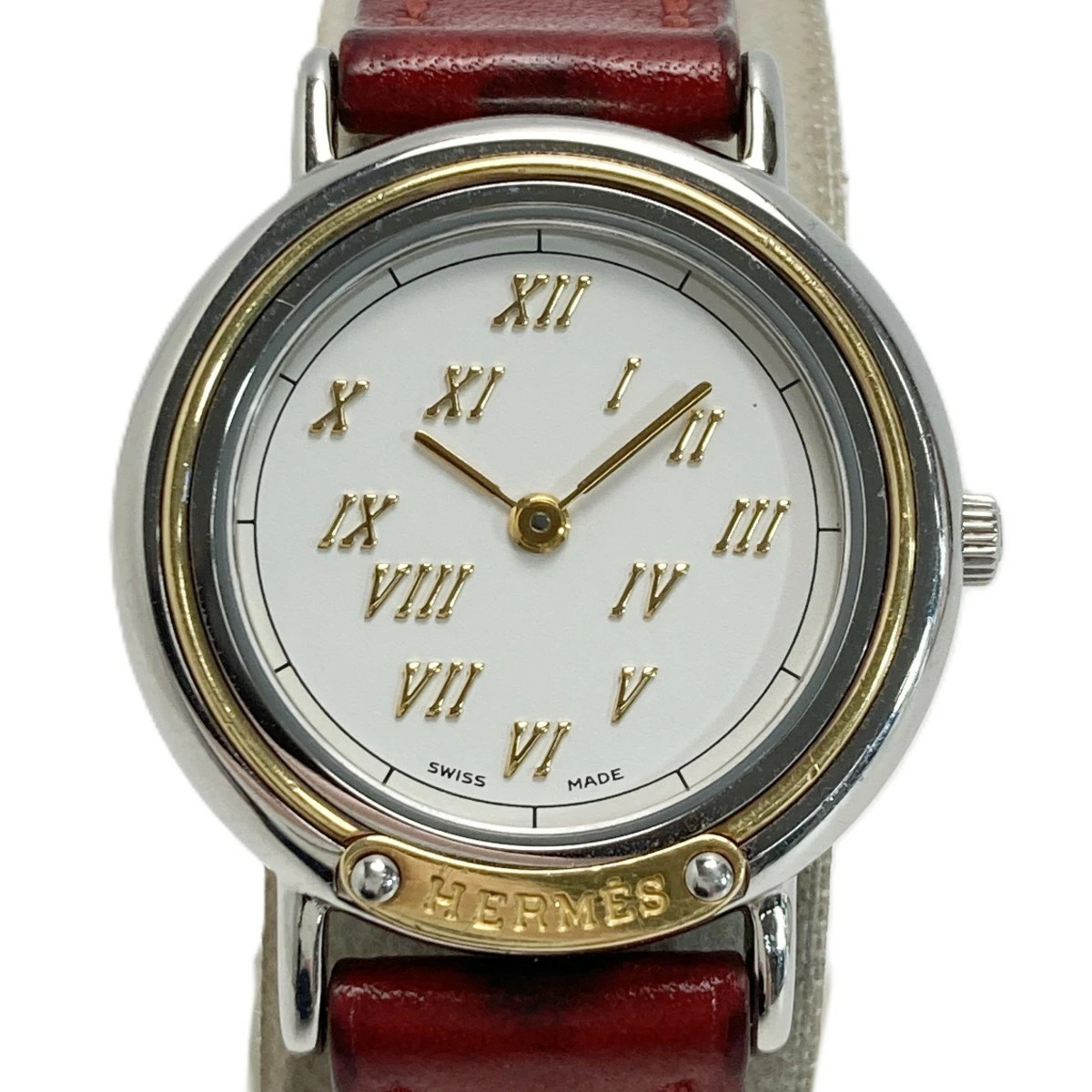 HERMES 705279 White Case Size 24mm Wrist Size 16cm Ladies Used Watch #61012
