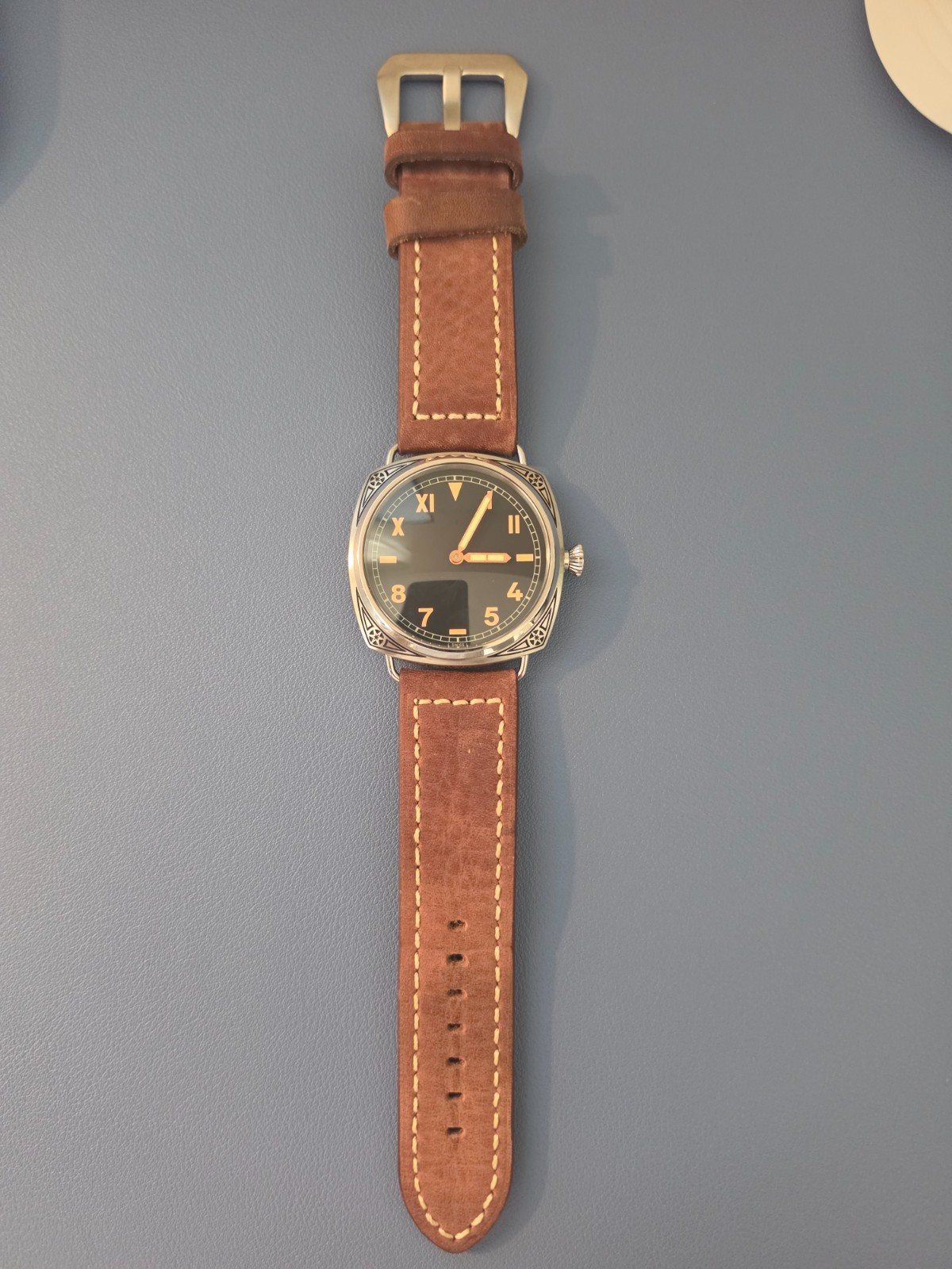 Pre-Owned Panerai Radiomir Homage Watch with Engraved Case and California Dial