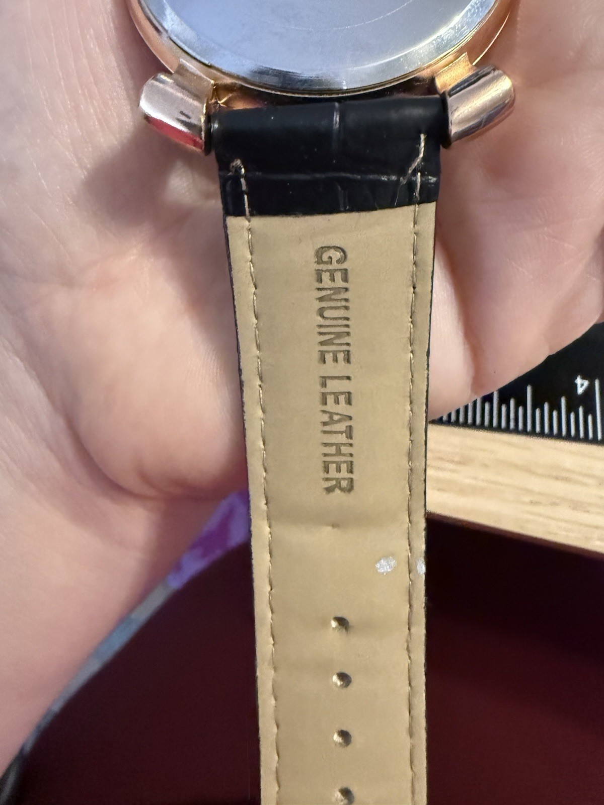 Strada Genuine Leather Black Watch With Multicolor Numbers Vintage