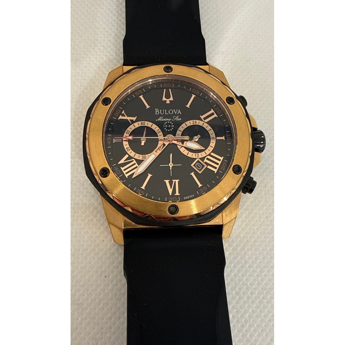 Bulova Marine Star Men’s Rose Gold Tone Quartz Chronograph Watch 98B104