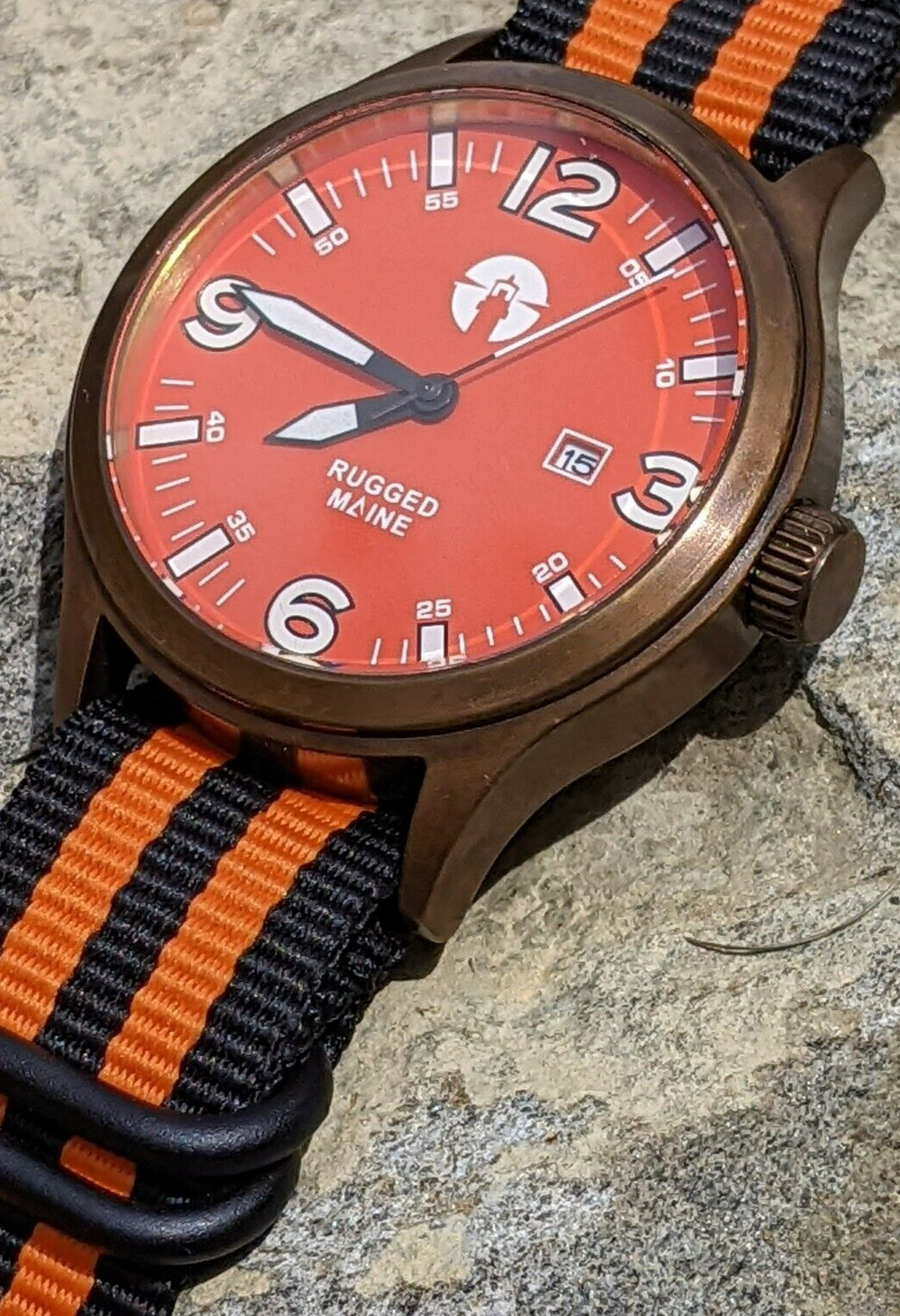 Rugged Maine – Patina grade Solid brass field, military watch, pilot, 44mm,