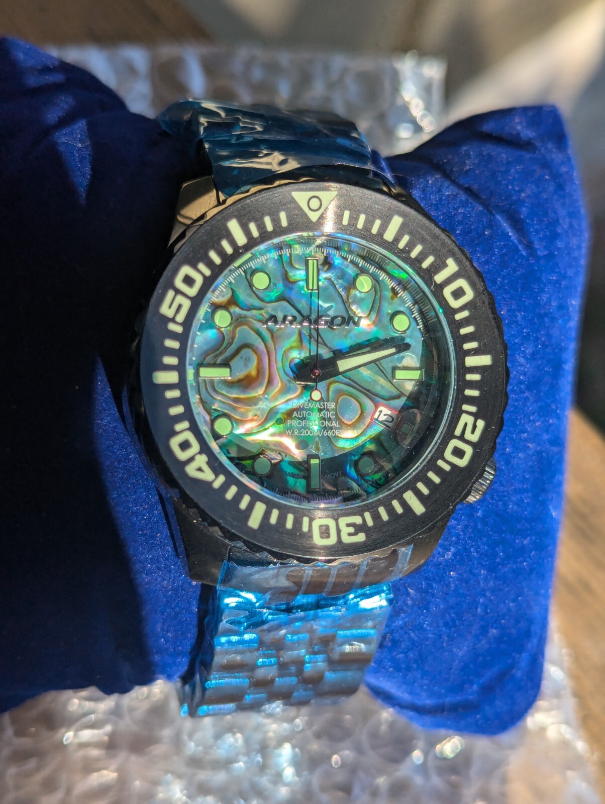 ARAGON Divemaster EVO IP Black 45mm Automatic Abalone NH35 24 Jewels