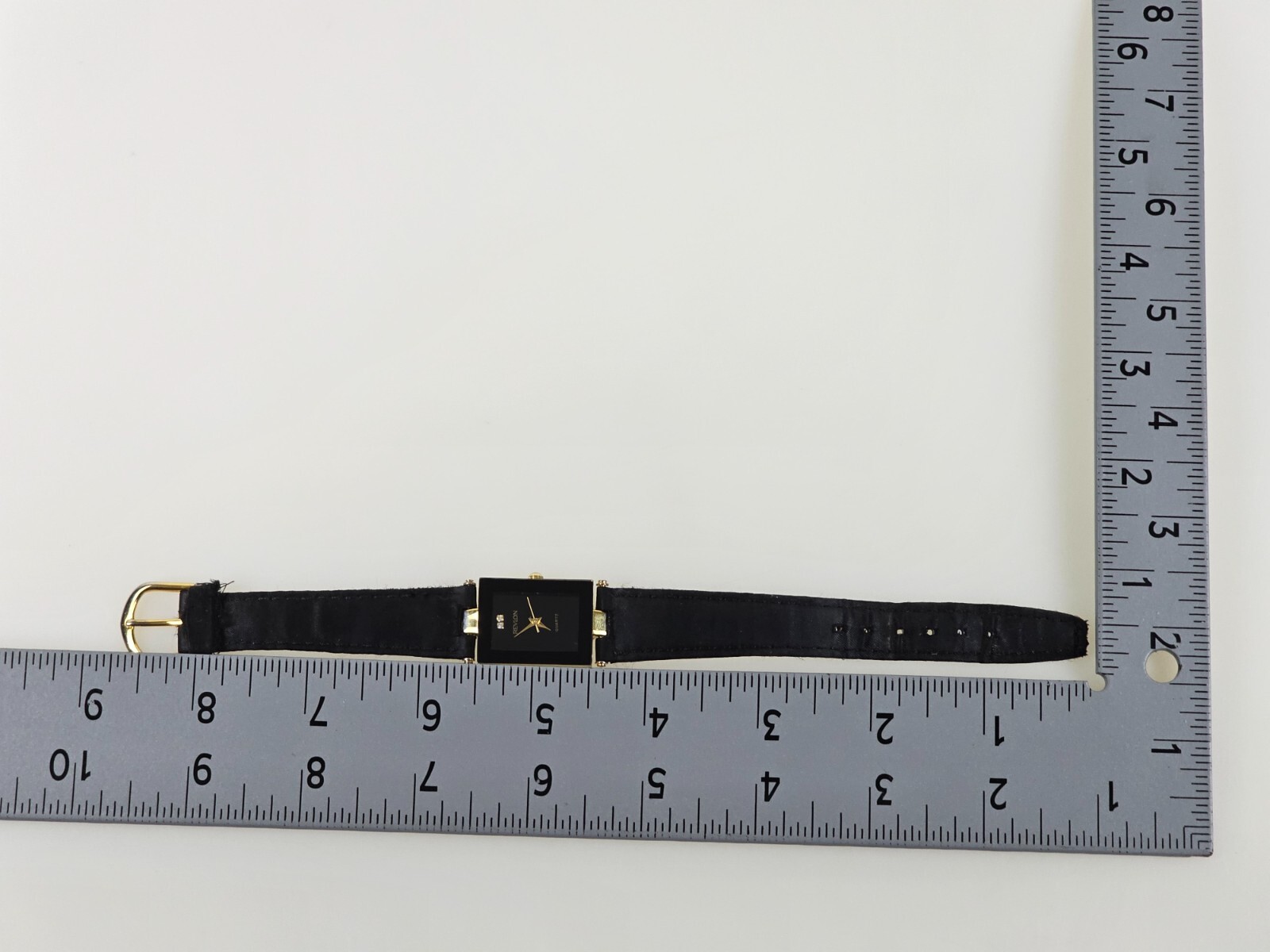Revlon Quartz Department Store Group Black/Gold Wrist Watch Works Great!