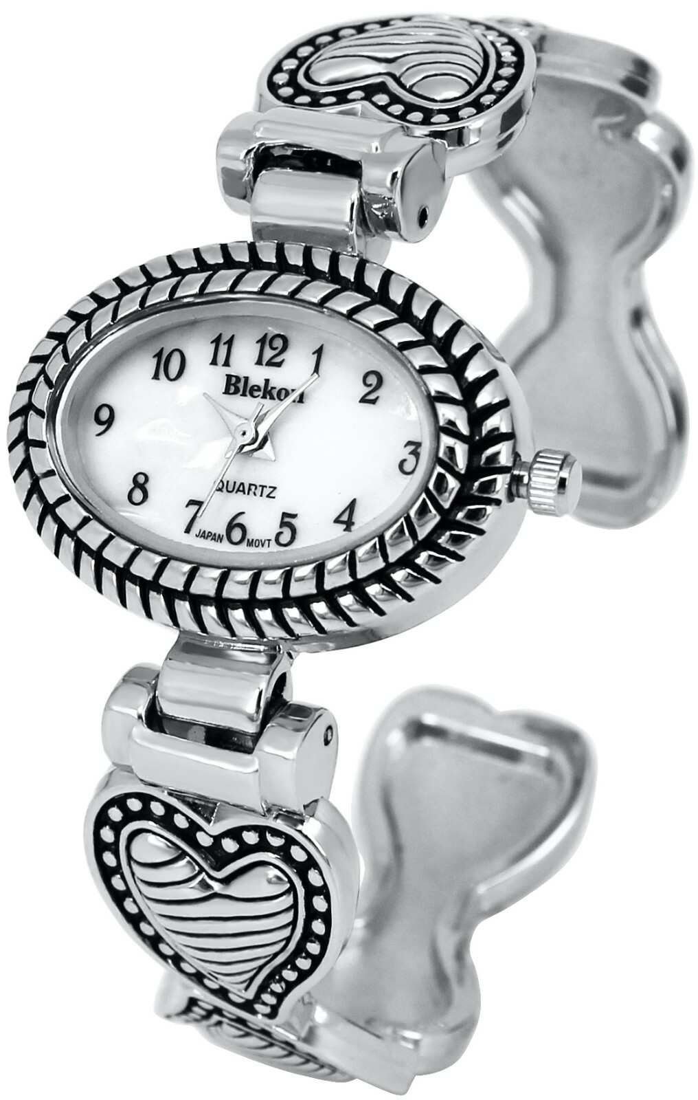 Blekon Collections Japanese Qrtz Womens 30mm Oval Case Elegant Cuff Bangle Watch