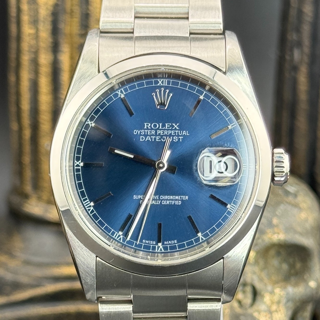 Rolex 2004 Datejust 16200 36mm Oyster Blue Dial Box & Papers