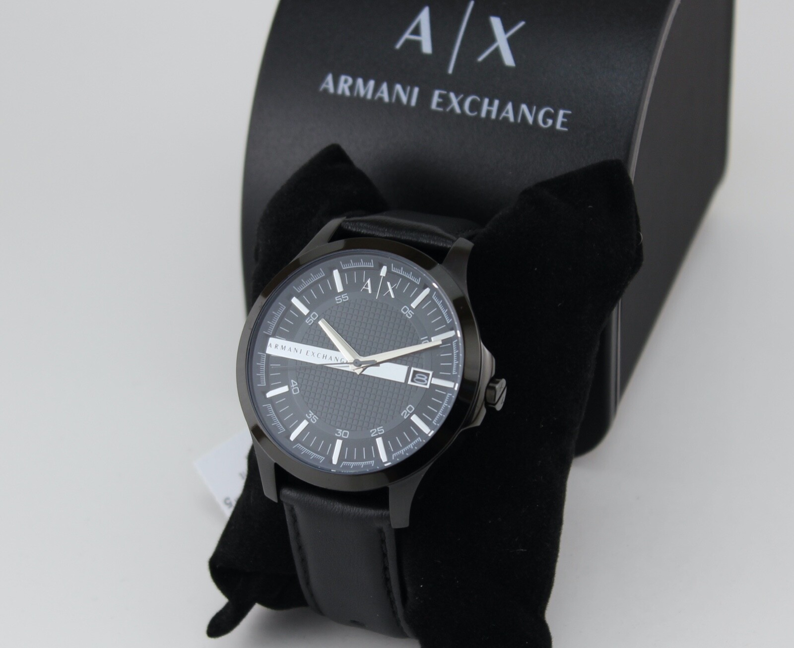 NEW AUTHENTIC ARMANI EXCHANGE HAMPTON BLACK LEATHER MEN’S AX2411 WATCH