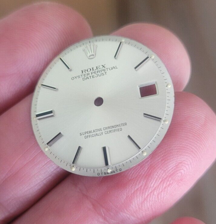Rolex Silver Sigma datejust black lacquer top 1601 pie pan dial for St. steel