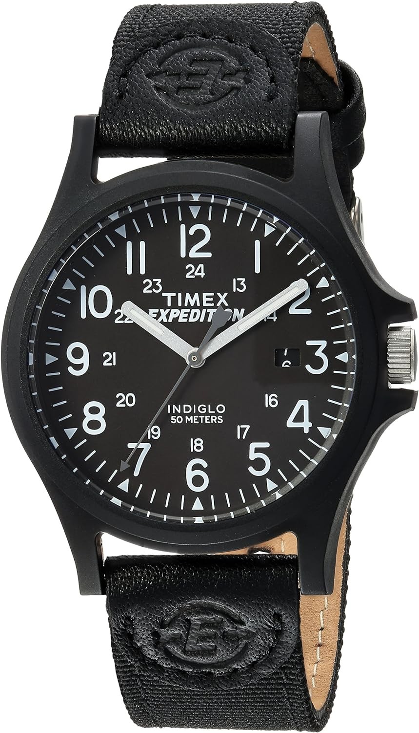 Timex Men’s TW4B08100 Expedition Acadia Black Leather/Nylon Strap Watch