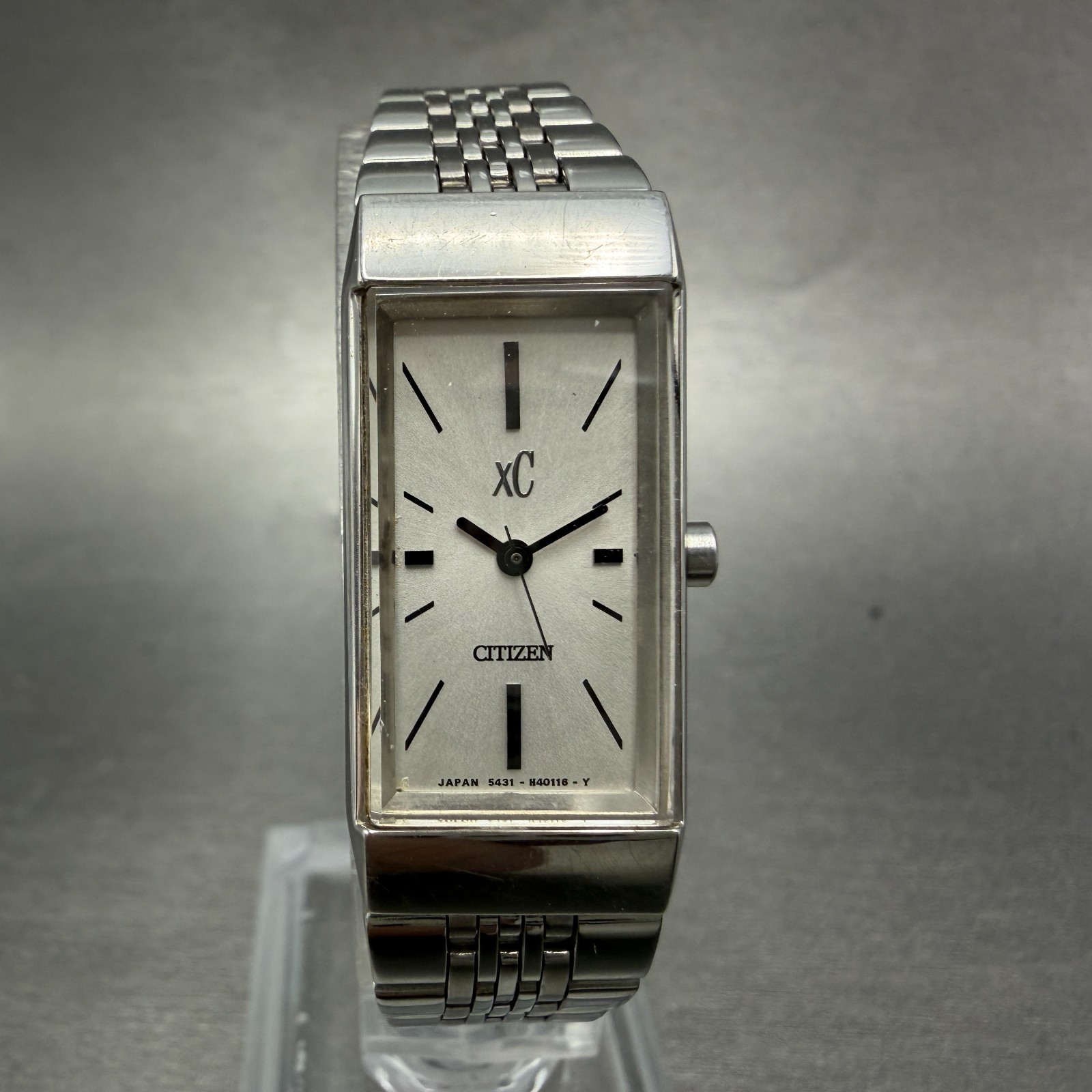 Citizen XC Tank Watch Women 15mm Silver Dial Silver Tone 5431-H23214 New Battery