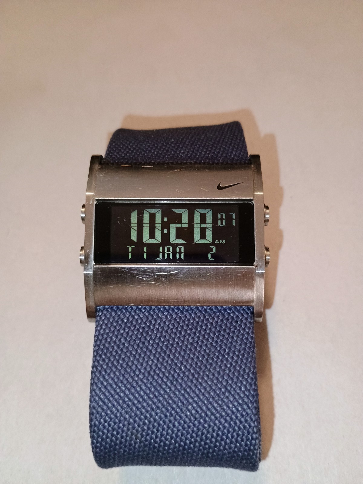 VINTAGE Nike Oregon Rectangle WA0037 Watch – Blue Canvas Strap – Gorpcore Y2K