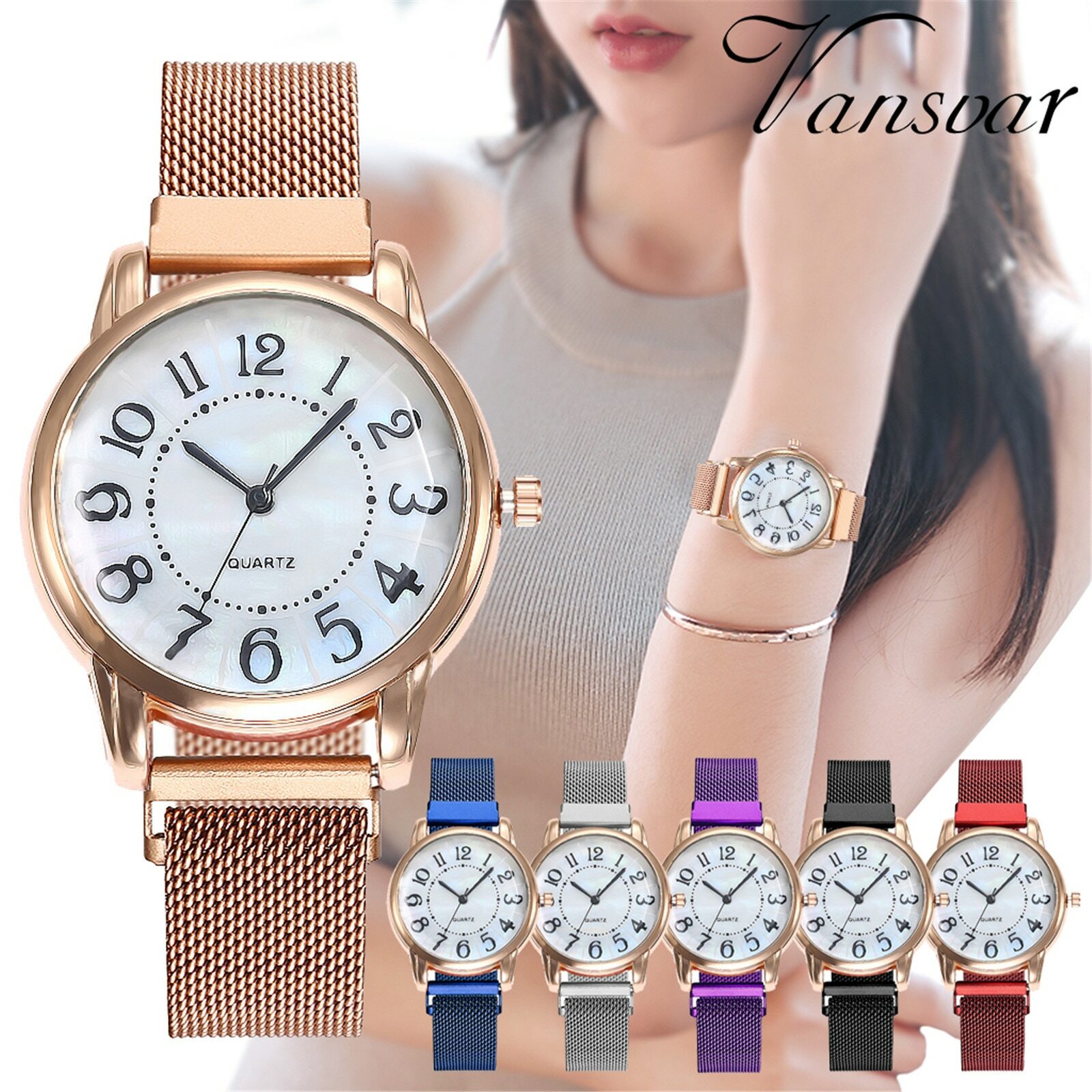 1PC New Magnetic Buckle Mesh Belt Quartz Watch Fashion Couple Watch Trend…