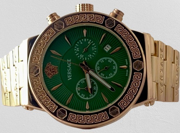Beautiful Versace Greca Chronograph-Date Green Dial Quartz Men’s Wristwatch
