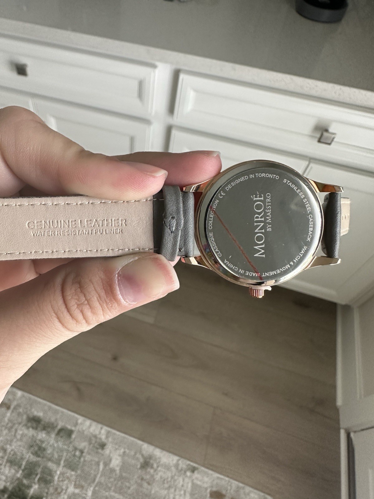 Monroe by Maestro Classique Collection Rose Gold Tone Leather Band Watch
