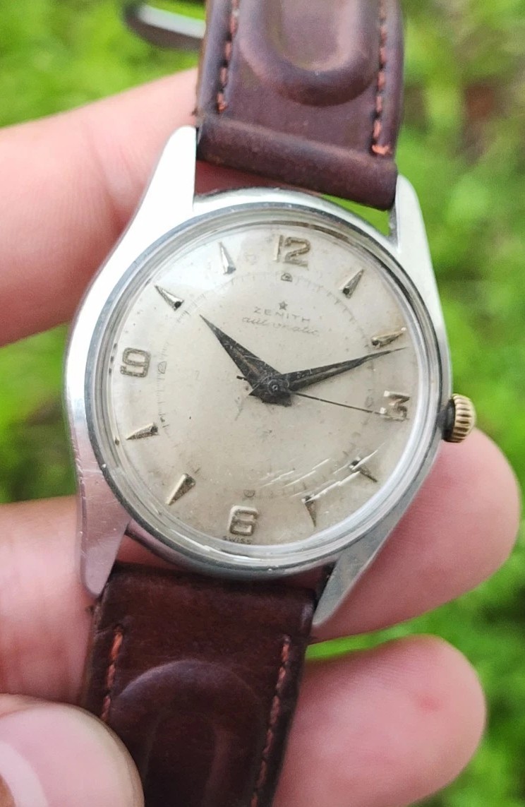VINTAGE 1950’S ZENITH AUTOMATIC BUMPER S STEEL MEN’S 35mm SWISS WATCH CAL 133.8