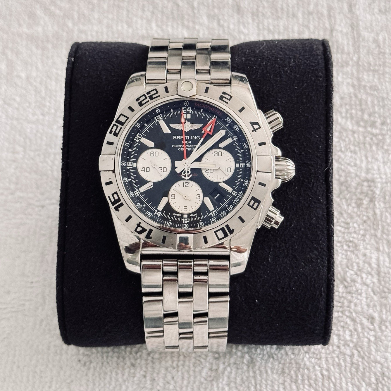 Breitling Chronomat Auto Chronograph Date 39mm Black/Silver Dial Box