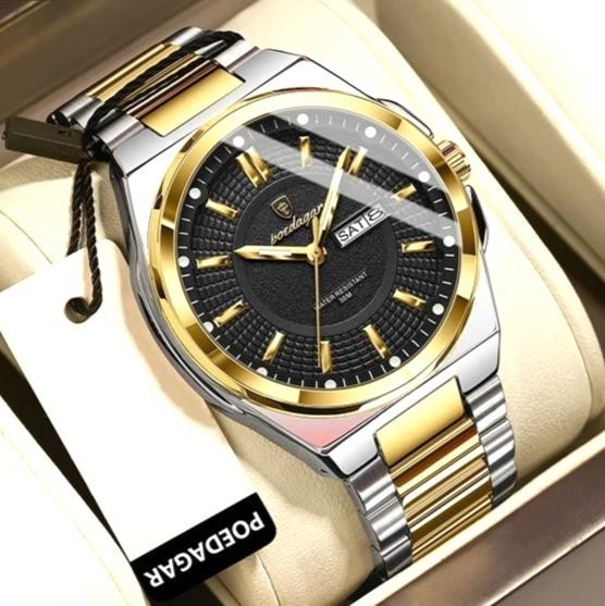 43MM POEDAGAR Quartz Watch Day-Date Men’s Stainless 30M Waterproof Luminous NEW