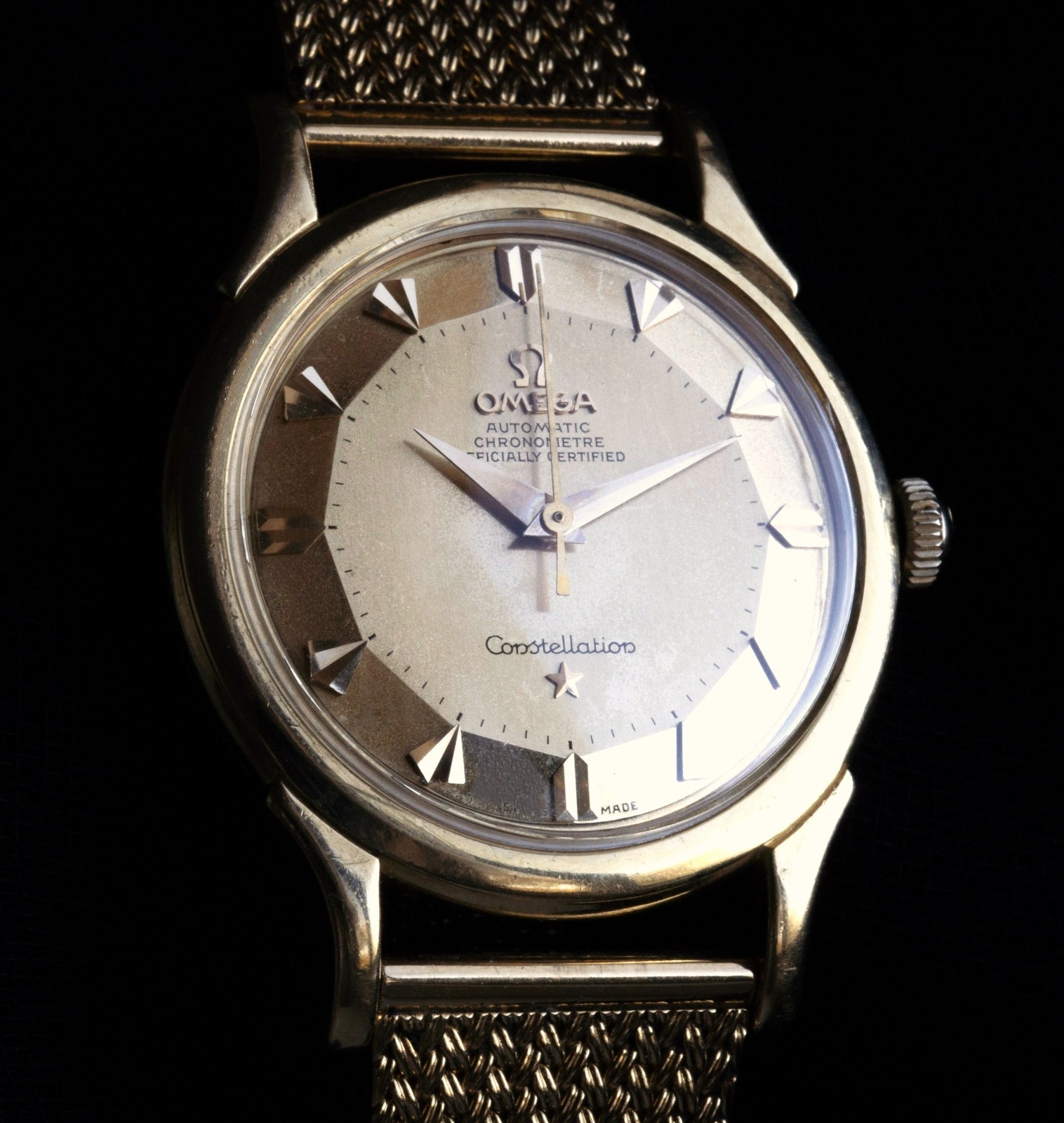 DELUXE 18k Solid Gold OMEGA Constellation Bracelet Automatic Vintage Mens Watch