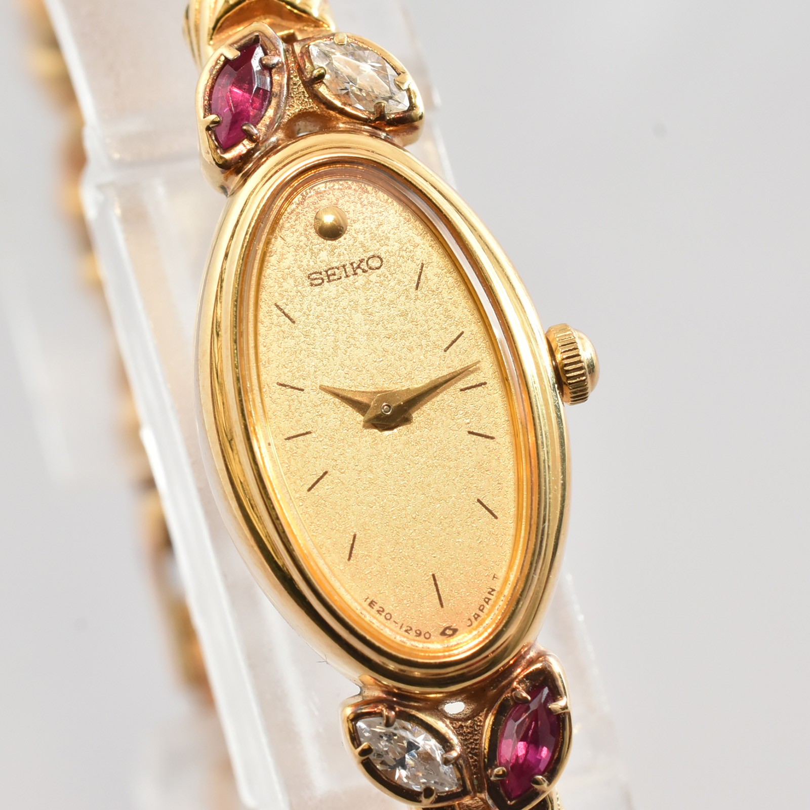 [Near MINT] Seiko Tisse 1E20-5760 Gold Rhinestone Quartz Women Watch VTG JAPAN