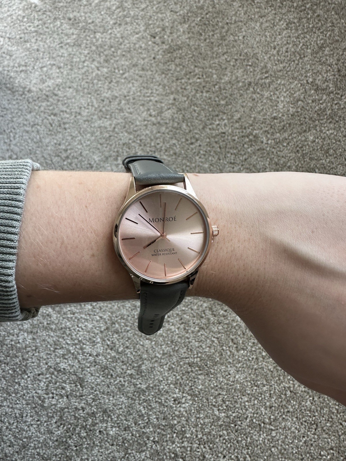 Monroe by Maestro Classique Collection Rose Gold Tone Leather Band Watch