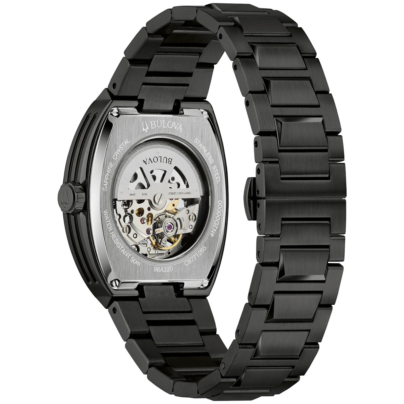 Bulova Maquina 98A320 Automatic Rainbow Skeleton Dial Stainless Steel Men Watch