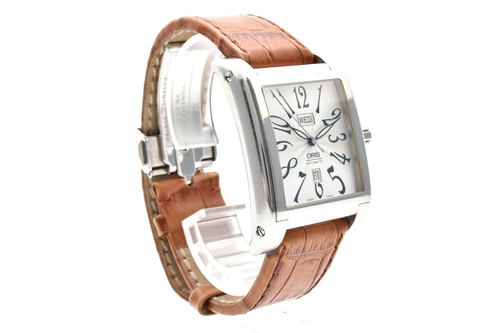 [Near MINT] ORIS Miles 7538 Rectangular Day/Date White Dial At Men’s Watch