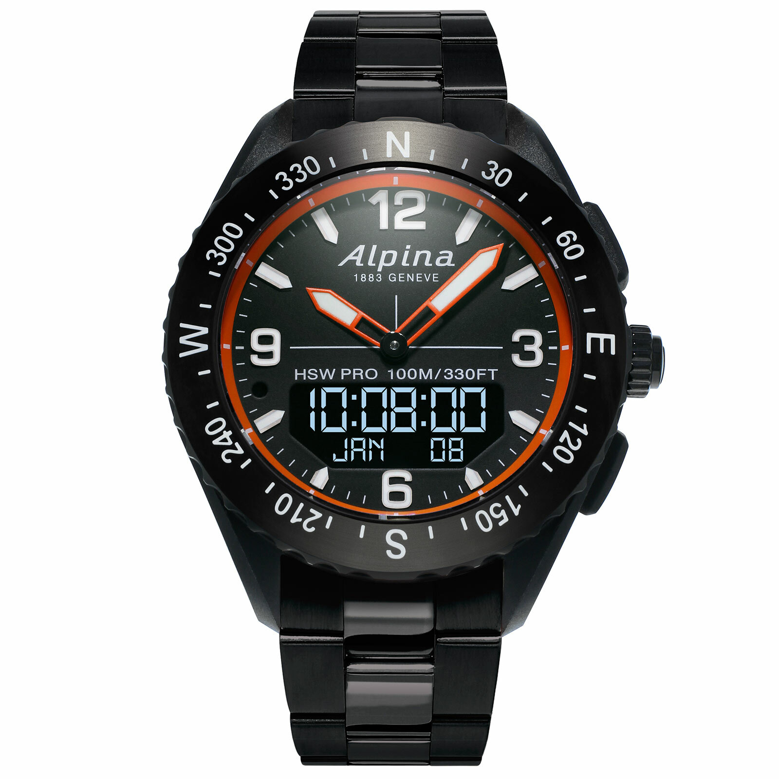 Alpina Men’s Smartwatch AlpinerX HSW Black Ana-Digi Dial Bracelet AL-283LBO5AQ6B