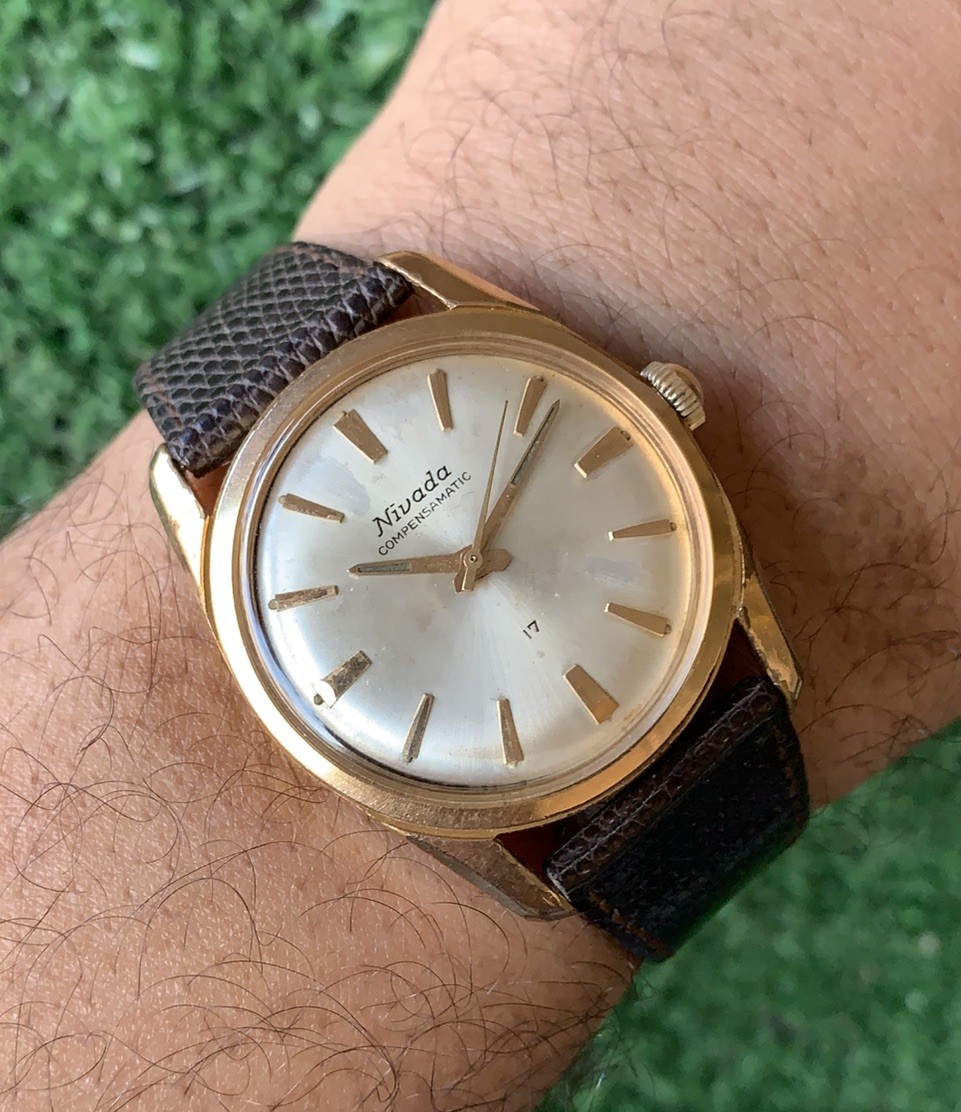 Vintage Nivada Compensamatic Mechanical Watch 35mm Manual Classic Dress Watch
