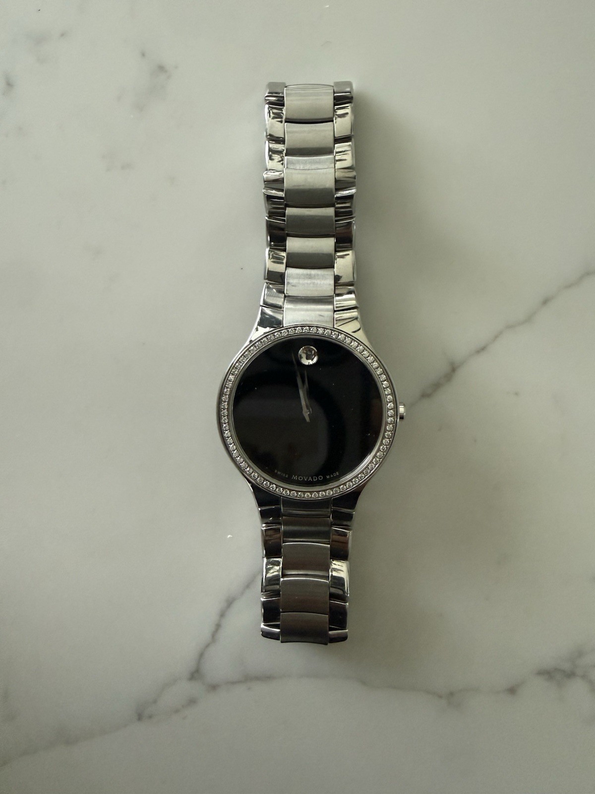 Movado Museum Watch Black Dial Stainless Steel Swiss Made Classic Minimalist
