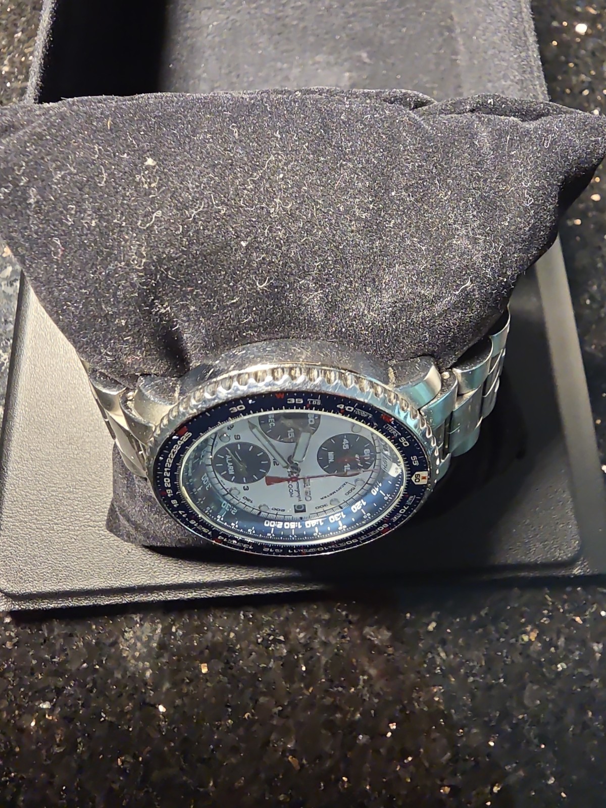 Seiko Flightmaster SNA413 Blue Panda Chronograph 7T62-0EB0 Pilot Watch 200M Rare