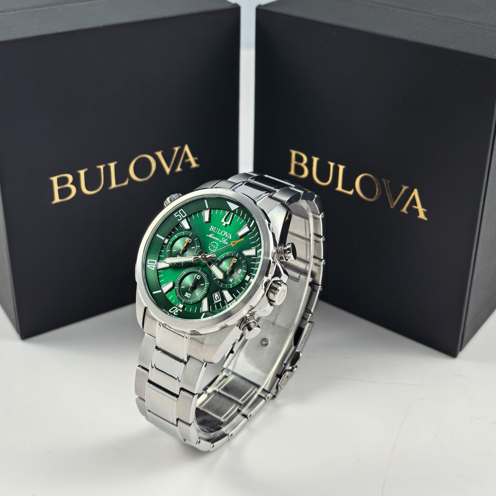 Bulova Classic Marine Star Green Dial Chronograph Men’s Quartz Watch 96B396