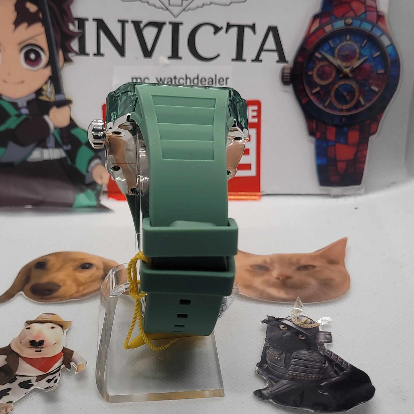 321 Invicta S1 Racing Cyclone transparent basel green silicone band