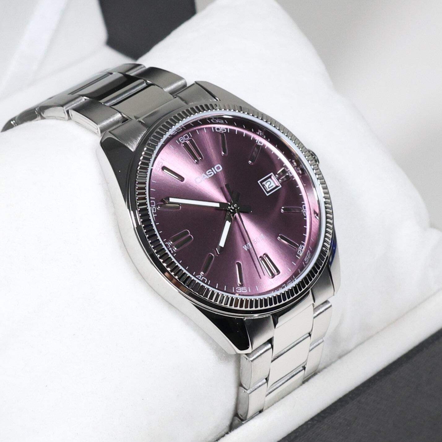 Casio Mens Vintage Purple Dial Stainless Steel Watch MTP-1302PD-6AVEF