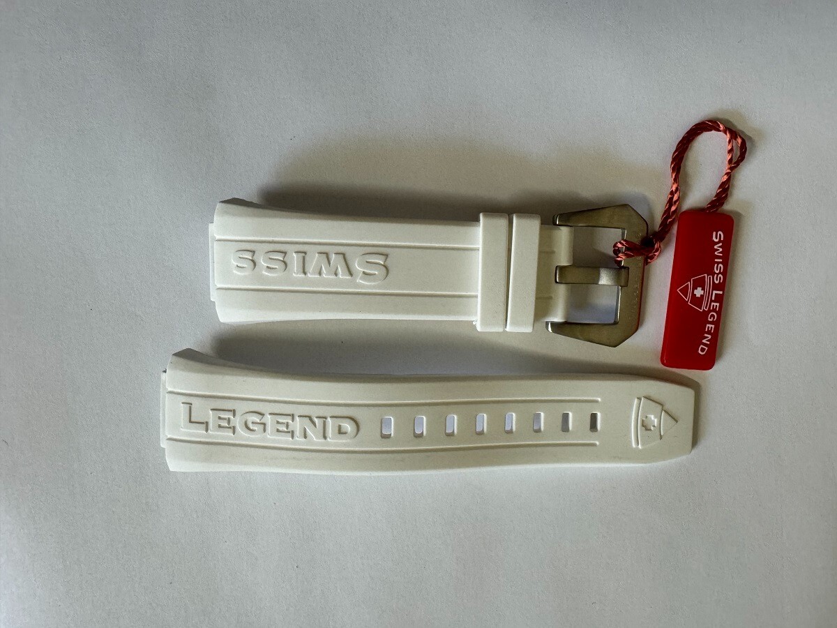 Man’s Swiss Legend Trimix Silicone/Rubber white watch band strap