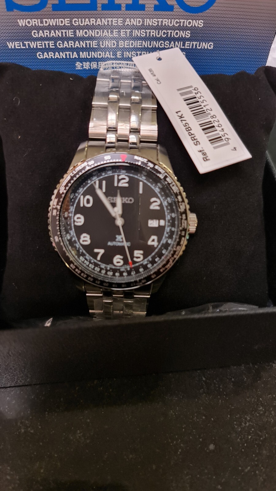 SEIKO PROSPEX SRPB57 Sky NaviTimer Pilot Aviator Watch 4R35 Steel Bracelet Date