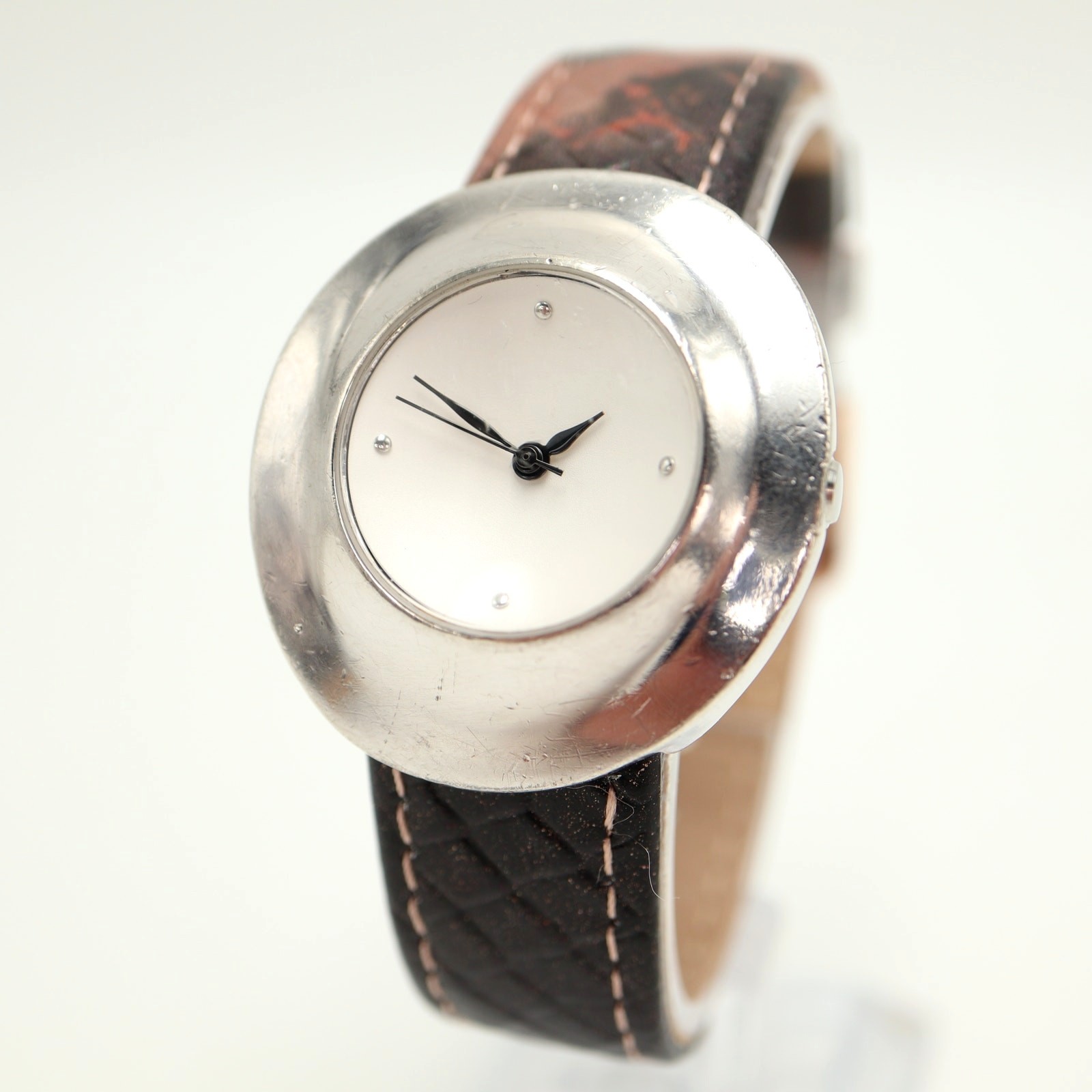 Vintage 90s Robert Lee Morris Moon Crater 925 Sterling Silver Watch New Battery