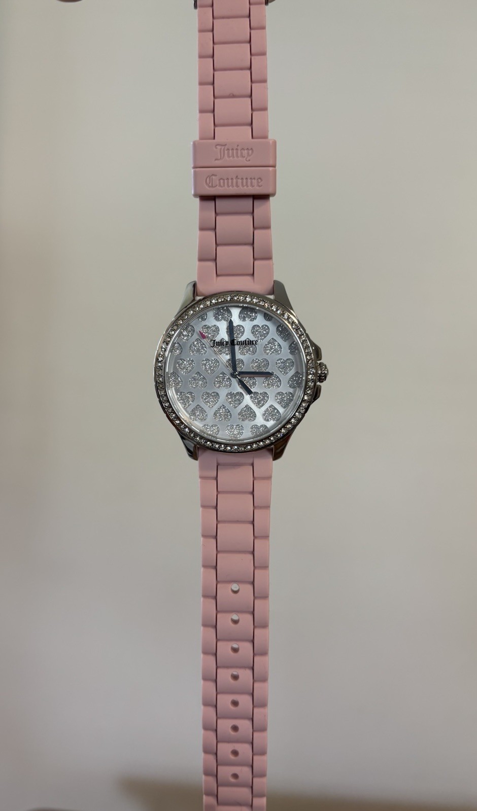 Juicy Couture Watch Women’s Diamond Hearts Pink NEEDS Battery Wristwatch