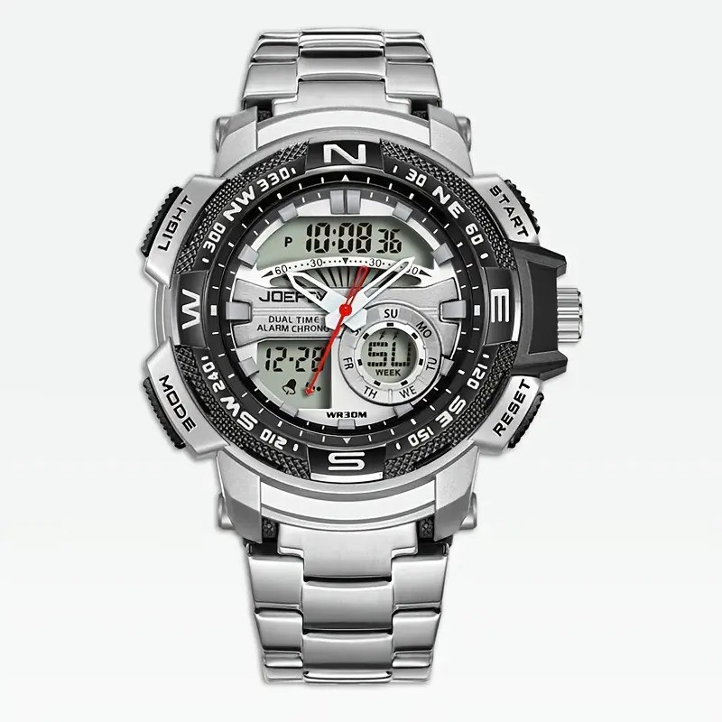 Large Face Dual Display Analog & Digital Quartz Movement Watch with Chronograph