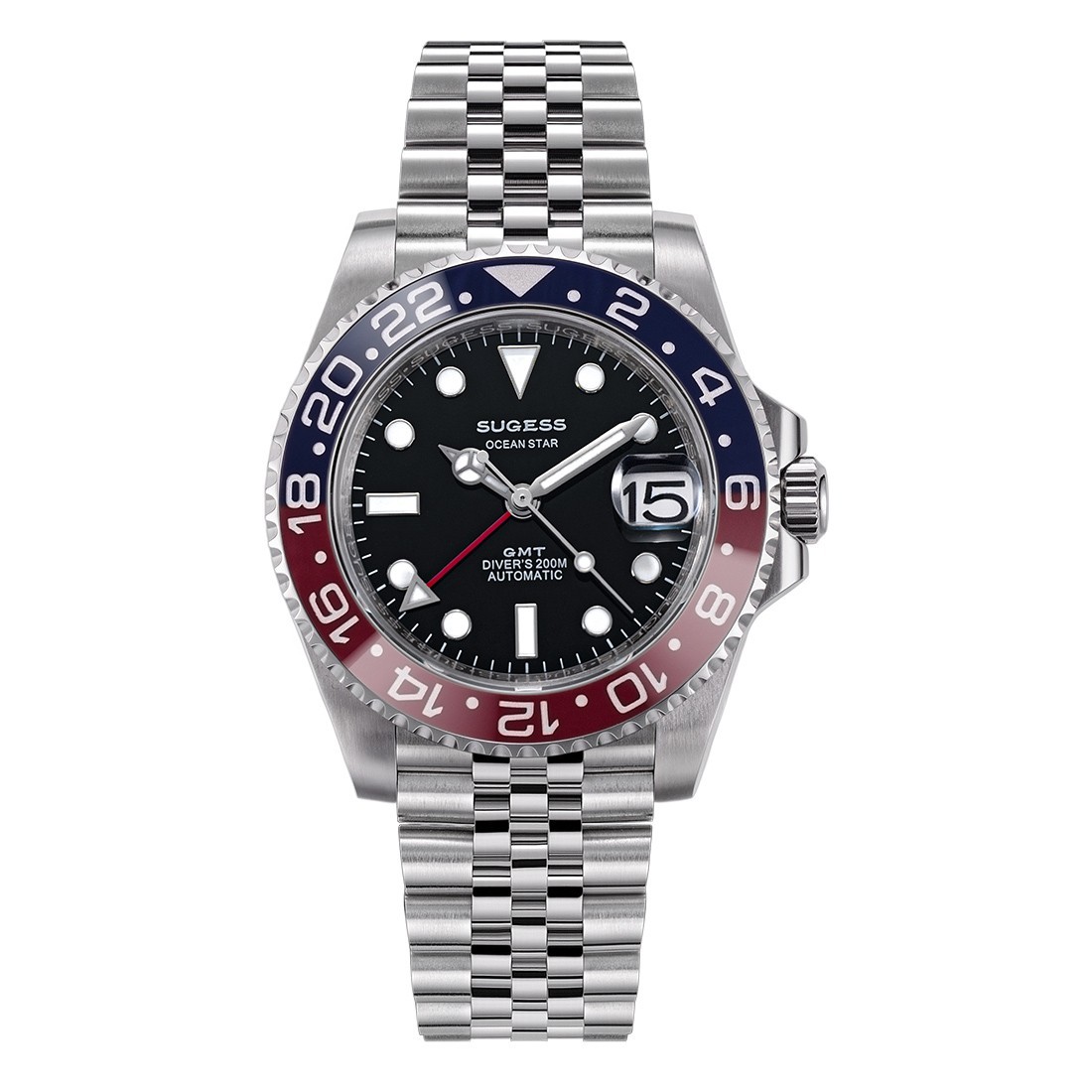 SUGESS S420-2 GMT Automatic Steel Black Blue Red Date Sapphire Men’s Watch