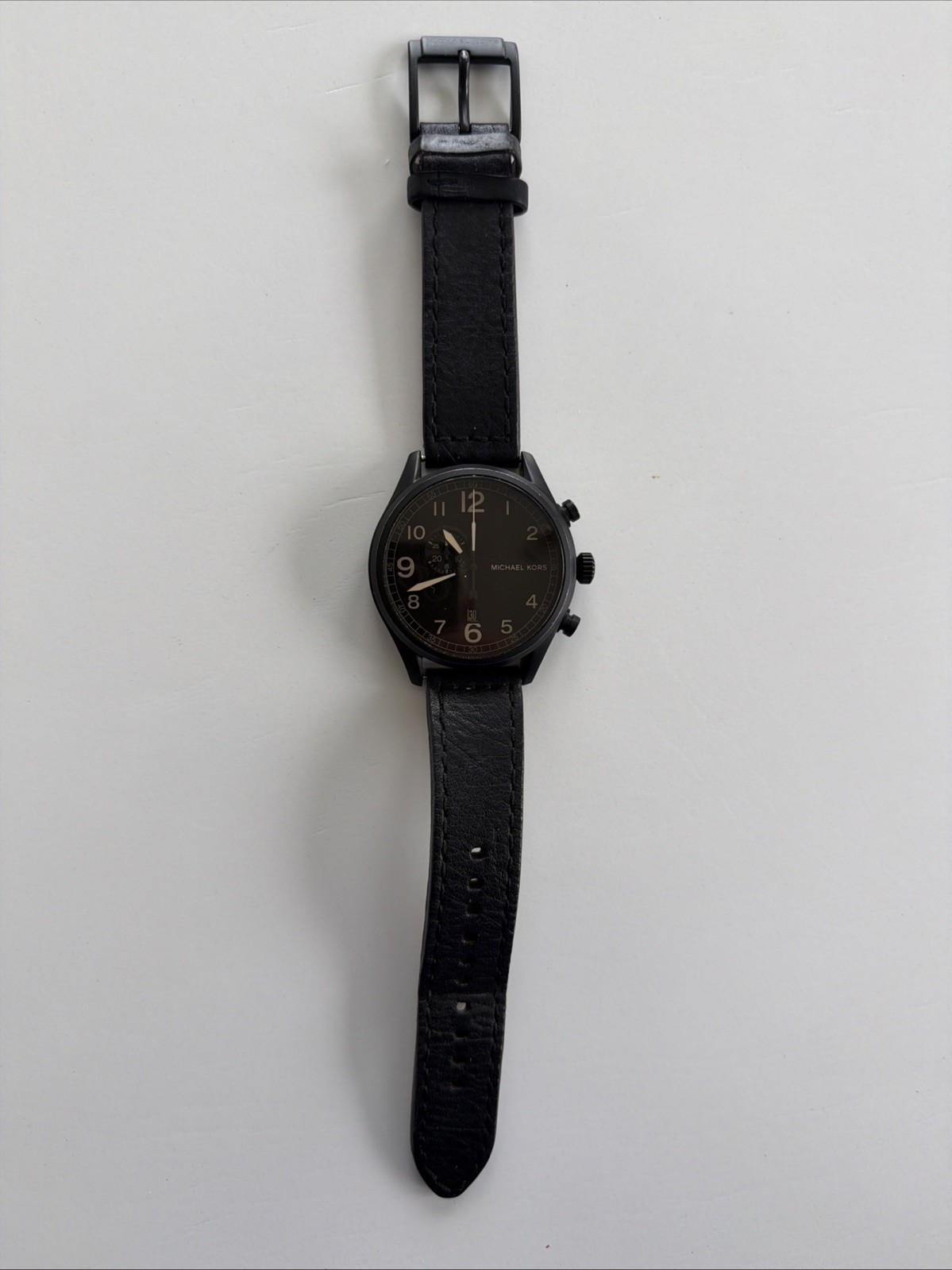 Michael Kors MK7069 Hangar Multi Functional Mens Leather Strap Wrist Watch 45mm
