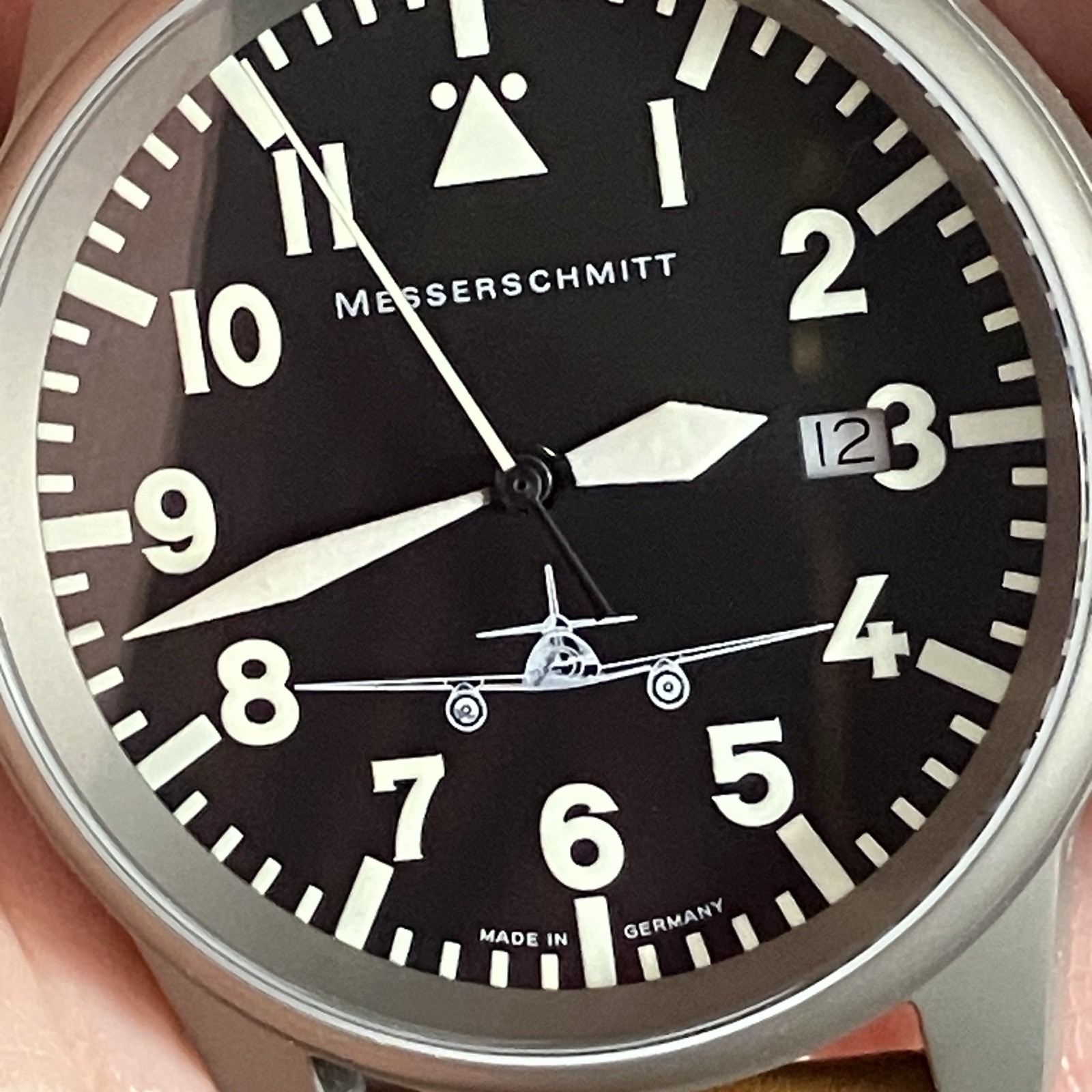 Mens Germany Pilot Titanium Messerschmit Watch Black Dial 41mm