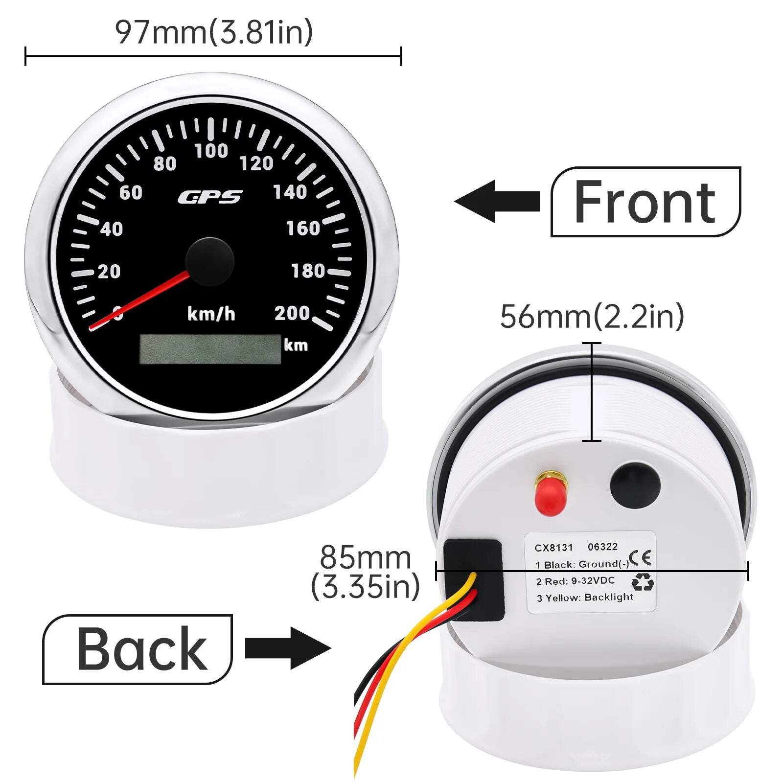 A 85MM GPS Speedometer For Motorcycle Marine Boat 30~200 Kmh Boat Car Truck Spee