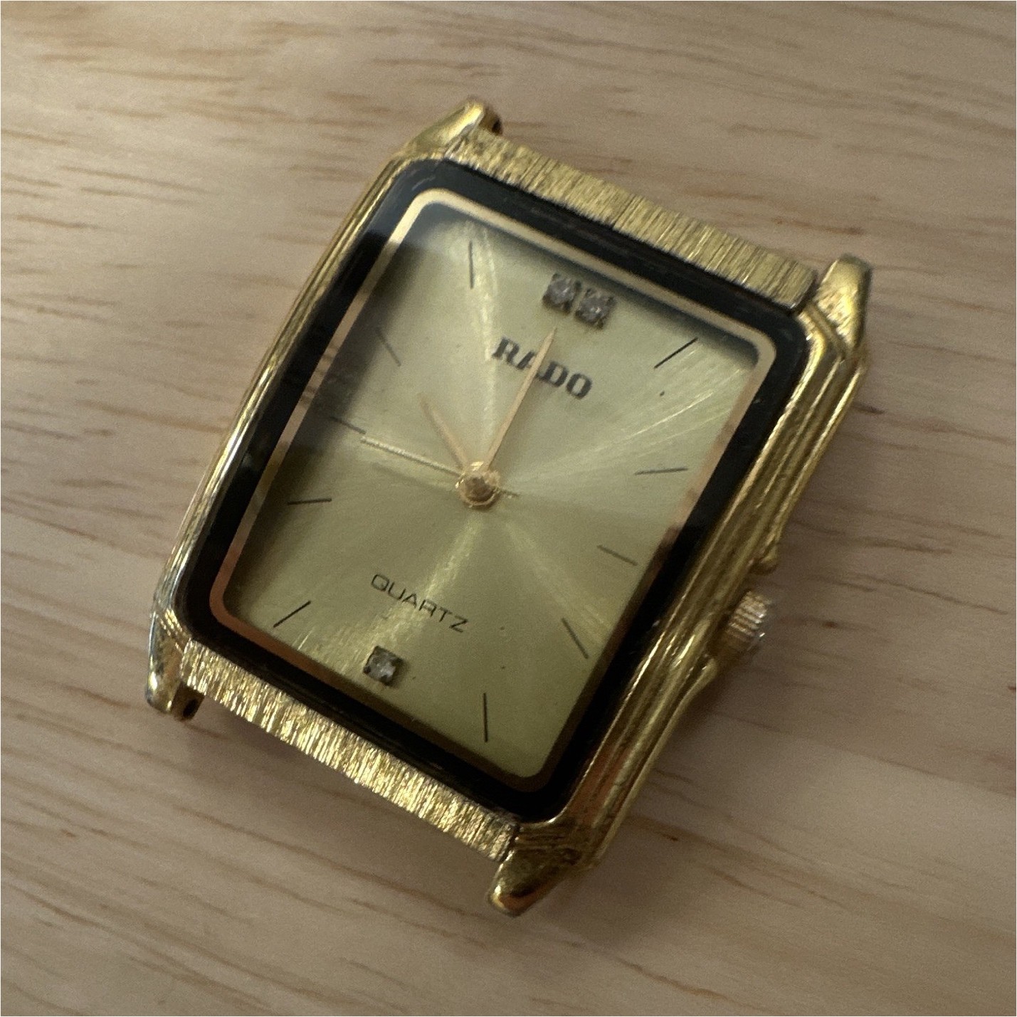 Rado Quartz Men’s Square Gold Dial Quartz Watch Head Only (as is/untested)