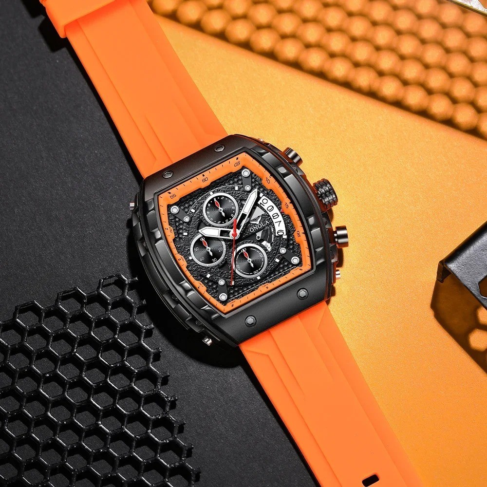 22.5mm Luxury Multifunctional Waterproof Numberless Quartz Silicone Men’s Watch