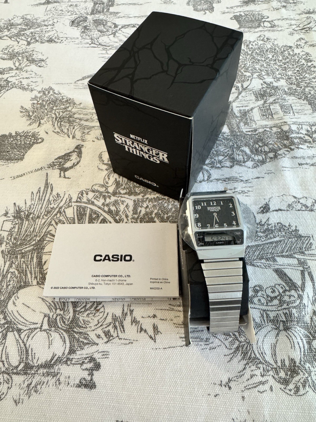 Casio Stranger Things Analog/Digital Quartz Silver SS Black Dial 34mm Box