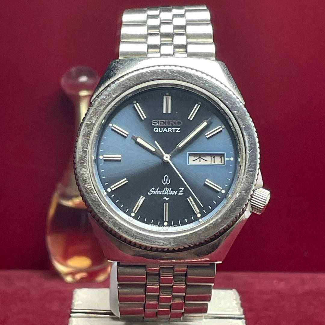 SEIKO Silver Wave Z Diver Style Quartz Watch Blue Dial 1970’s Jubilee Used Japan